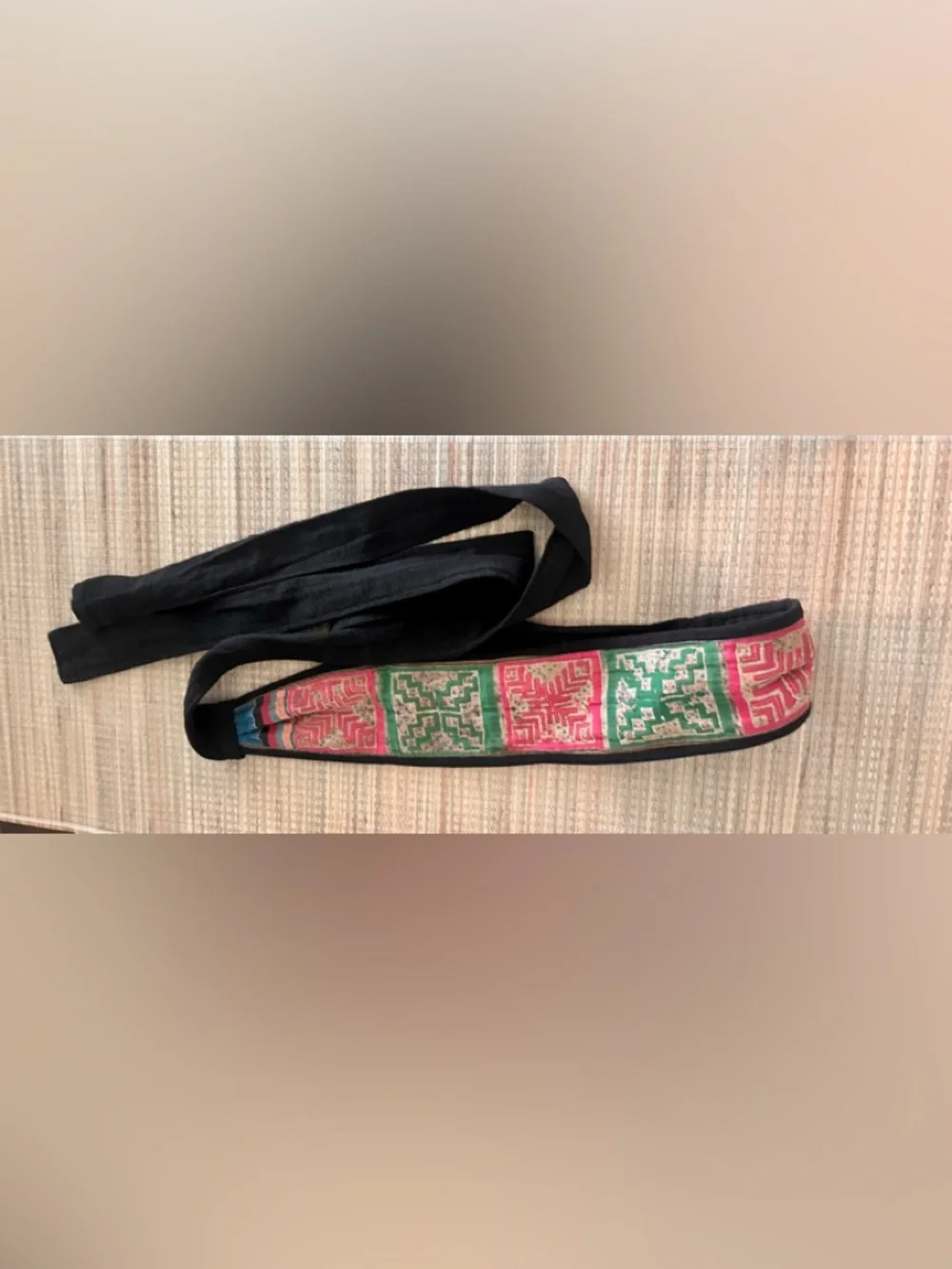 Vintage Hmong Paj Ntaub Obi Belt Boho Embroidered Wrap Money Belt